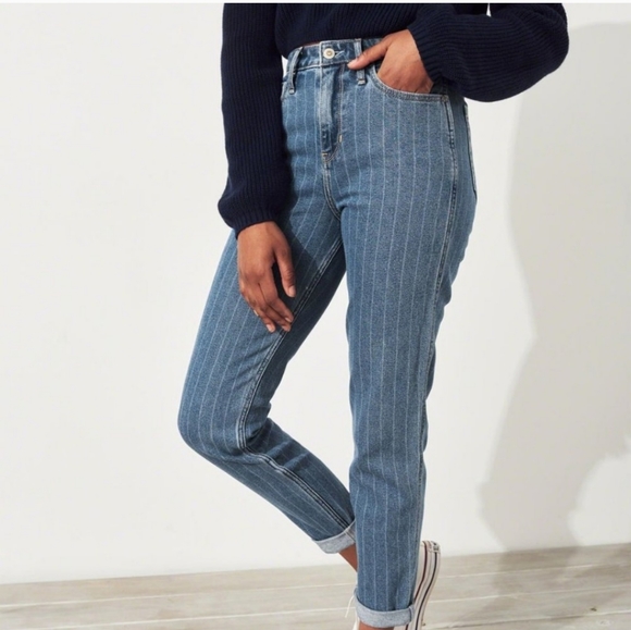 Hollister striped ultra high rise mom jeans size 27 - Picture 1 of 15
